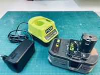 Ryobi | 18V laddare | Batteri 18V 2,4Ah