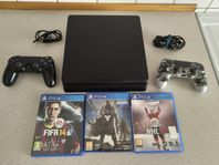 Playstation 4 + 3 Spel + 2 Handkontroller 