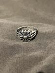 Chrome Sunflower Fleur-de-Lis Silver Ring