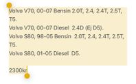 M. VÄRMARSATS KUPÉUTTAG V  2.0T, 2.4, 2.4T, 2.4D, 2.5T, T5