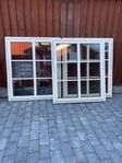 3 Glas fönster  med vik utåt i trä 118x138