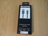 Champion Ladd/Synk USB-A till Lightning kabel 2m Svart Apple