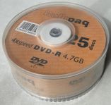 DVD-R-skivor, BulkPaq, brännbara, nya, 25-pack, "spindel"