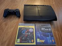 Ps3 Superslim 500gb handkontroll 2 spel, nyskick 