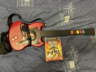 PS2 GUITAR HERO GITARR + WORLD TOUR ALLT FUNGERAR PERFEKT