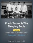 2 st biljetter - Frank Turner - Pustervik 11/11