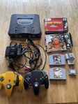 Nintendo 64 med 2 hk samt 4 st spel + Rumble pak mm