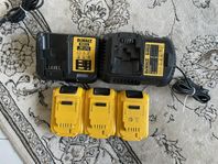 Dewalt batterier + Snabbladdare och laddare