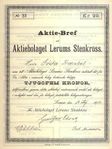 Aktiebrev Lerums Stenkross 1913.