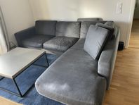 Grå soffa 260 cm med schäslong 