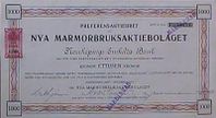 Aktiebrev Nya Marmorbruksaktiebolaget 1914