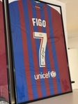 (ÄKTA) Figo signerad/autograf match tröja Barcelona