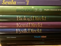 Böcker, läromedel Fysik, Biologi, Kemi, Matematik