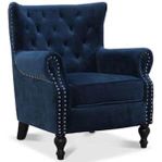 Wing Chair i klassisk Chesterfielddesign. sammetstyg. 