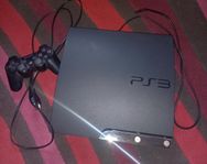 PS3 med konsol och kablar