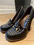 Gucci Platform Leather Heels with Gold Studs 