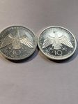 LOT:2 st 1972 J GERMANY  10 DEUTSCHE MARK  625 SILVER