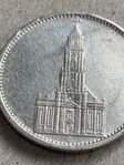 1934 ,,E,,Five Reichsmark  Potsdam Church   Silver Coin