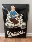 Retro emaljskylt Vespa Tintin