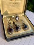 Vintage set sterling silver pierced purple amethyst teardrop