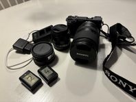 Sony a6300 + 3 objektiv + 3 batteri 