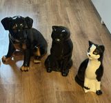 hund och 2 katter Figurer 