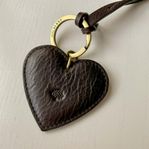 Mulberry Natural Leather Heart Keyring Bag Charm - Chocolate