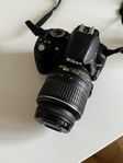 Nikon D3100 + DX 18-55 + Extra batteri