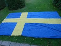 Stor gammal svensk flagga 250 x 400 cm i bomull, TIFO-objekt