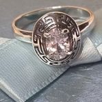 NY HANDGJORD RING MED STOR ZIRKONIA, SILVER 925,  STL 17