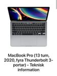 MacBook Pro (13 tum, 2020, fyra Thunderbolt 3-portar)