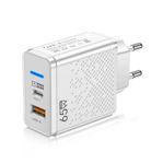 GaN Snabbladdare 65W - USB-C & USB-A - Vit