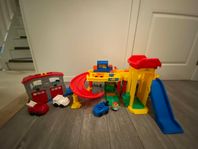 Fisher price brandstation och stort garage 