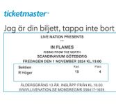 1 st sittplats, In Flames, 1 Nov Gbg