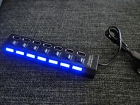 USB-hub 7 platser, med switchar och belysning!