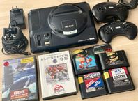 SEGA Mega Drive + 2 Handkontroller & 6 Spel inkl. Sonic 2!