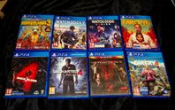 8st PlayStation 4 (PS4) spel (bra skick)