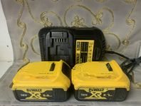 2 batterier 18 v 5 Ah DeWalt med laddare 