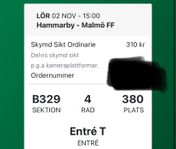 Sittplats Hammarby IF - Malmö FF