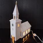 Retro- Julkyrka adventskyrka med belysning samt spelverk 