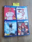 Fifa 20, NBA 2K 21, Battlefront,  WWE 2k 19