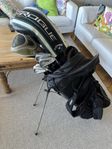 Set med 8 golfklubbor. Golfbag medföljer.