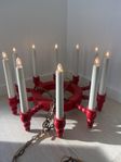 Takkrona - advent - kulljusstake - trä - röd - jul - lampa