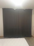 2x grey blackout curtains + hooks + rails