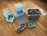 Lego blandat (ca 10kg),  förvaringslådor och 2st oöppnade