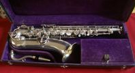 Vintage silver tenorsaxofon från 1920-talet