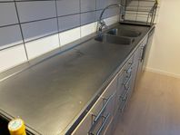 Diskbänk rostfritt 240x59,5 + Blandare