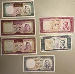 Mini samling persiska sedlar Pahlavi persian/Iran 