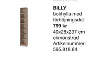 BILLY Ikea hylla med förhöjningsdel