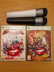 Xbox 360 Mikrofoner och 2st Lips spel i super fint skick